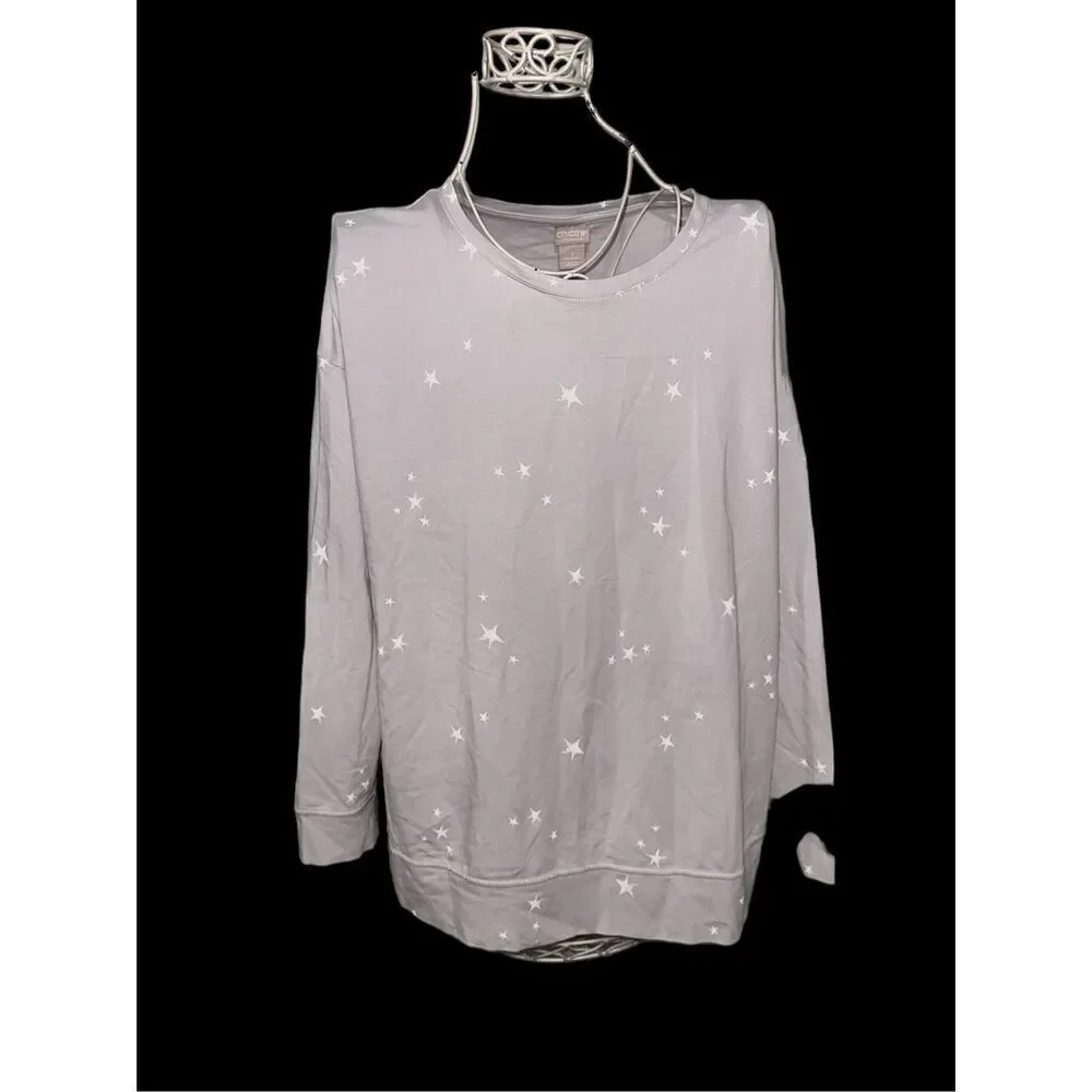 Beautiful WOMEN CHICO’S ZENERGY Long-Sleeve size large Layering Top Bohemian Wom